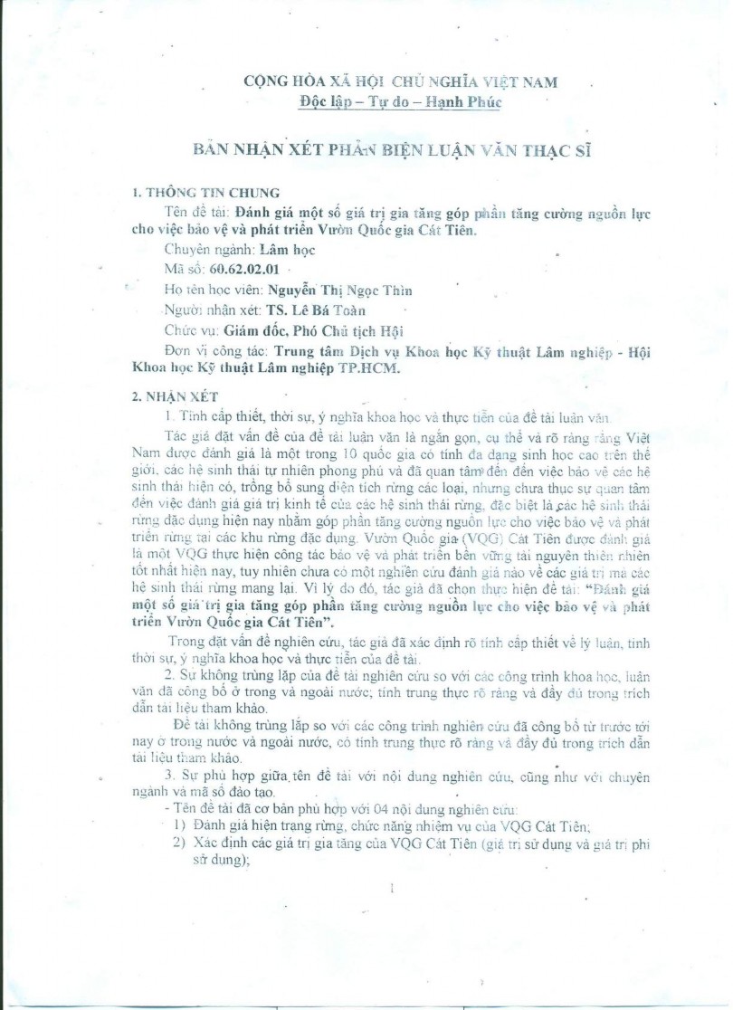 Đánh giá một số giá trị gia tăng góp phần tăng cường nguồn lực cho việc bảo vệ và phát triển Vườn quốc gia Cát tiên 16 2