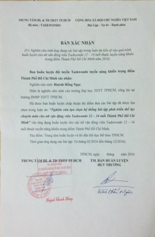 PHỤ LỤC 6 KẾT QUẢ KIỂM TRA CÁC TEST SƯ PHẠM ĐÁNH GIÁ THỂ LỰC CHUYÊN MÔN 1