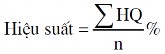Trong đó HQ là hiệu quả thực hiện ở các nội dung quan sát n là tổng số 2