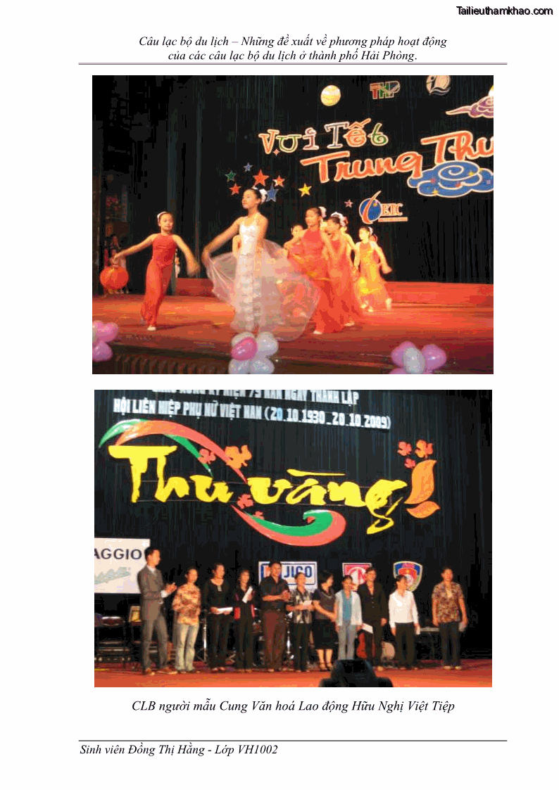 Khóa luận tốt nghiệp Văn hóa du lịch Câu lạc bộ du lịch – Những đề xuất về phương pháp hoạt động của các câu lạc bộ du lịch ở thành phố Hải Phòng - 9 Trang 65