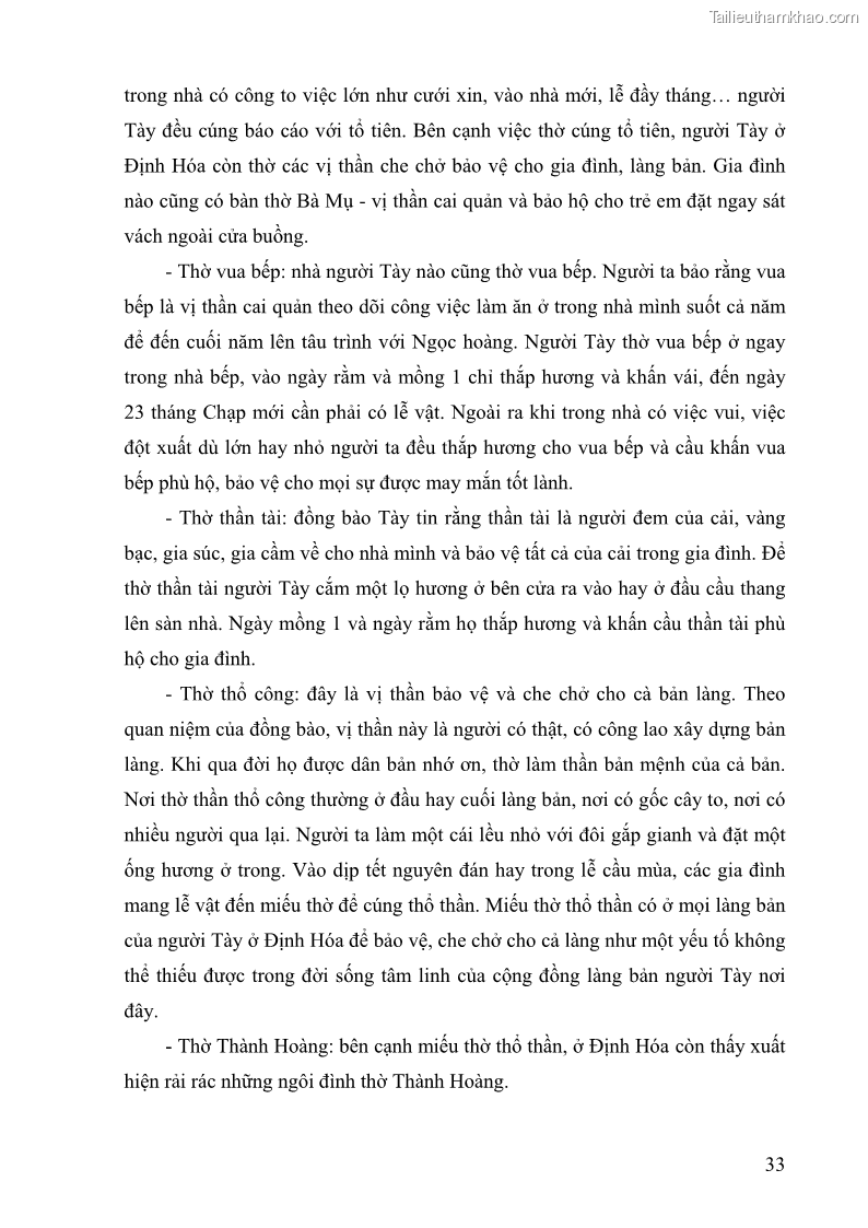 Khóa luận tốt nghiệp Văn hóa du lịch Đặc điểm và giá trị văn hóa của dân tộc Tày tại Định Hóa -Thái Nguyên. Hiện trạng và giải pháp - 5 Trang 33