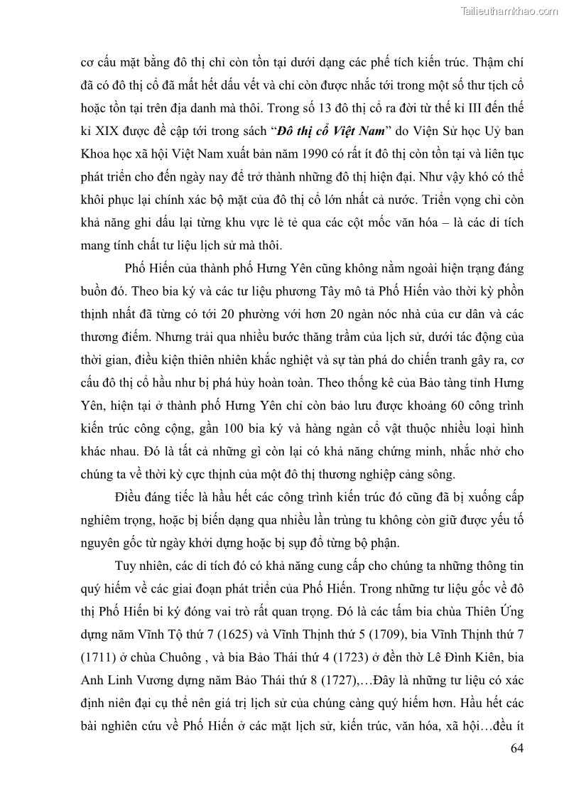 Khóa luận tốt nghiệp Văn hóa du lịch Đánh giá tài nguyên du lịch nhân văn của thành phố Hưng Yên - 10 Trang 73