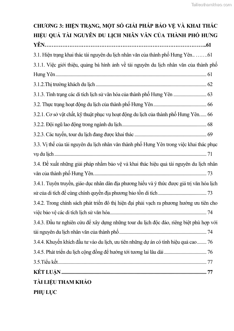 Khóa luận tốt nghiệp Văn hóa du lịch Đánh giá tài nguyên du lịch nhân văn của thành phố Hưng Yên - 2 Trang 9