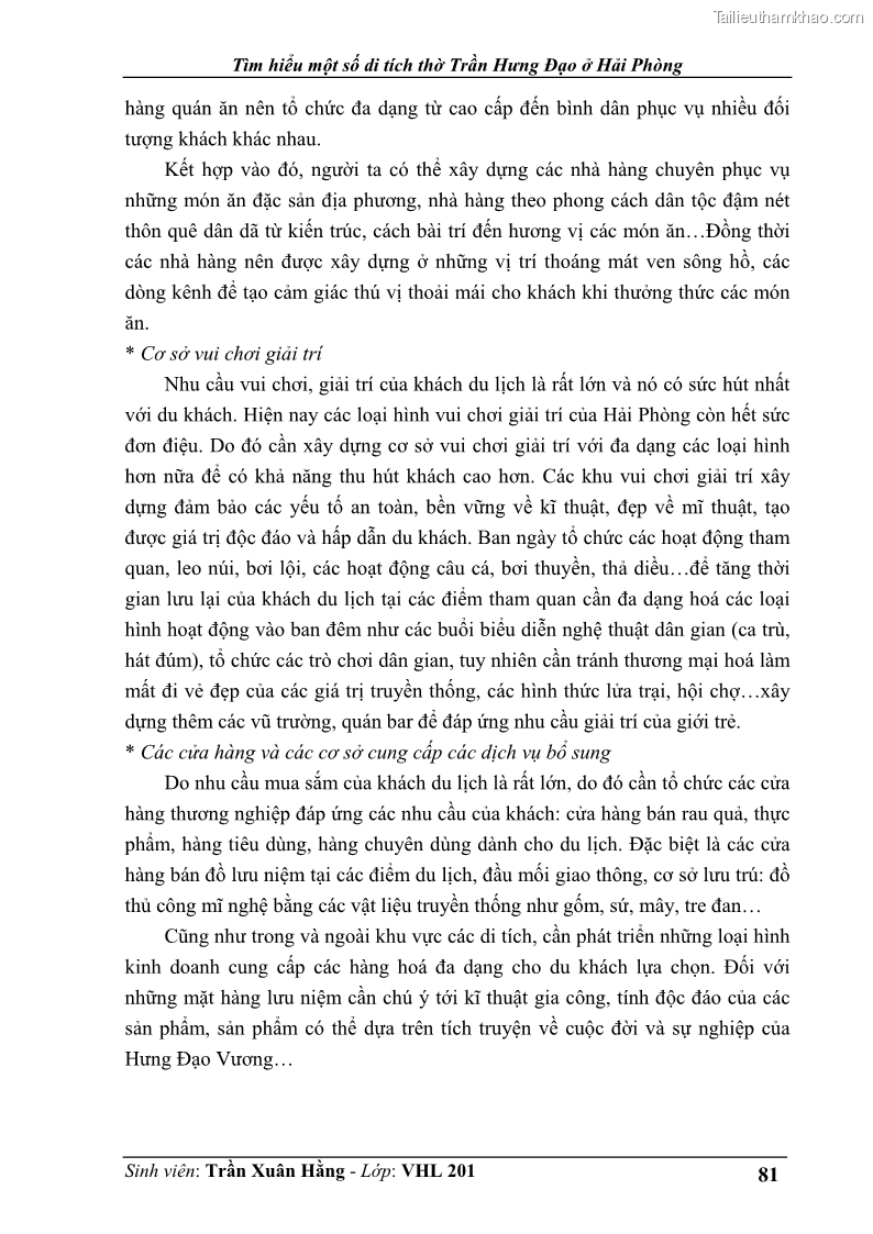 Khóa luận tốt nghiệp Văn hóa du lịch Tìm hiểu một số di tích thờ Trần Hưng Đạo ở Hải Phòng - 11 Trang 81