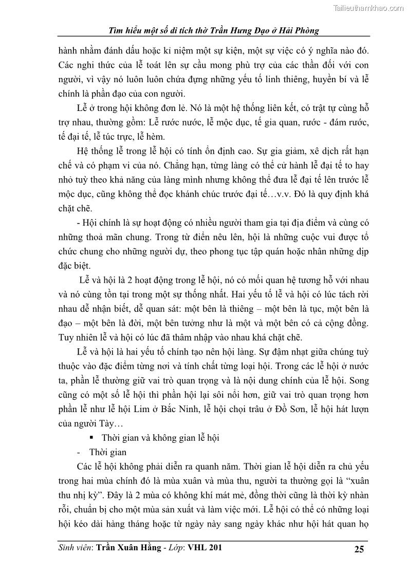 Khóa luận tốt nghiệp Văn hóa du lịch Tìm hiểu một số di tích thờ Trần Hưng Đạo ở Hải Phòng - 4 Trang 25