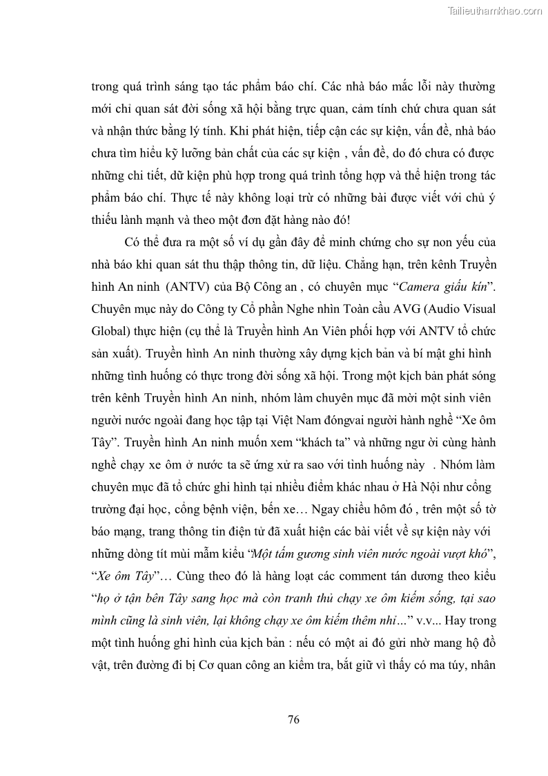 Luận văn thạc sĩ luật học Bảo vệ quyền nhân thân bằng pháp luật dân sự trong lĩnh vực báo chí - 11 Trang 81