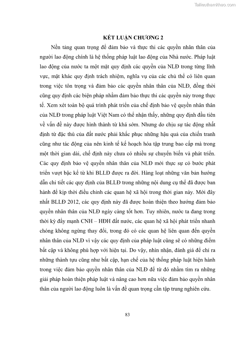 Luận văn thạc sĩ luật học Bảo vệ quyền nhân thân của người lao động trong Pháp luật lao động ở Việt Nam - 12 Trang 89