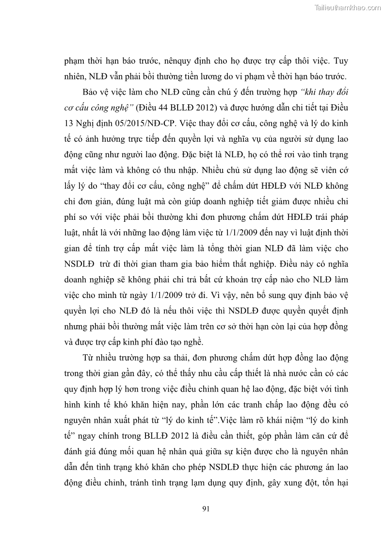Luận văn thạc sĩ luật học Bảo vệ quyền nhân thân của người lao động trong Pháp luật lao động ở Việt Nam - 13 Trang 97