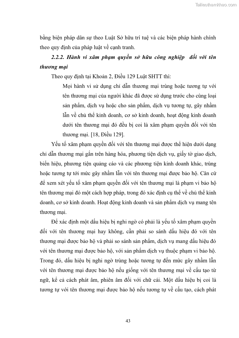 Luận văn thạc sĩ luật học Bảo vệ quyền sở hữu công nghiệp đối với chỉ dẫn thương mại bằng biện pháp dân sự theo pháp luật Việt Nam - 7 Trang 49