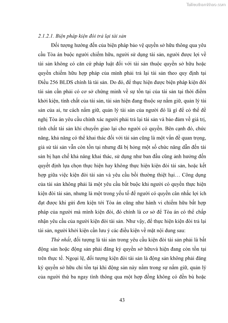 Luận văn thạc sĩ luật học Bảo vệ quyền sở hữu theo pháp luật dân sự Việt Nam - 7 Trang 49