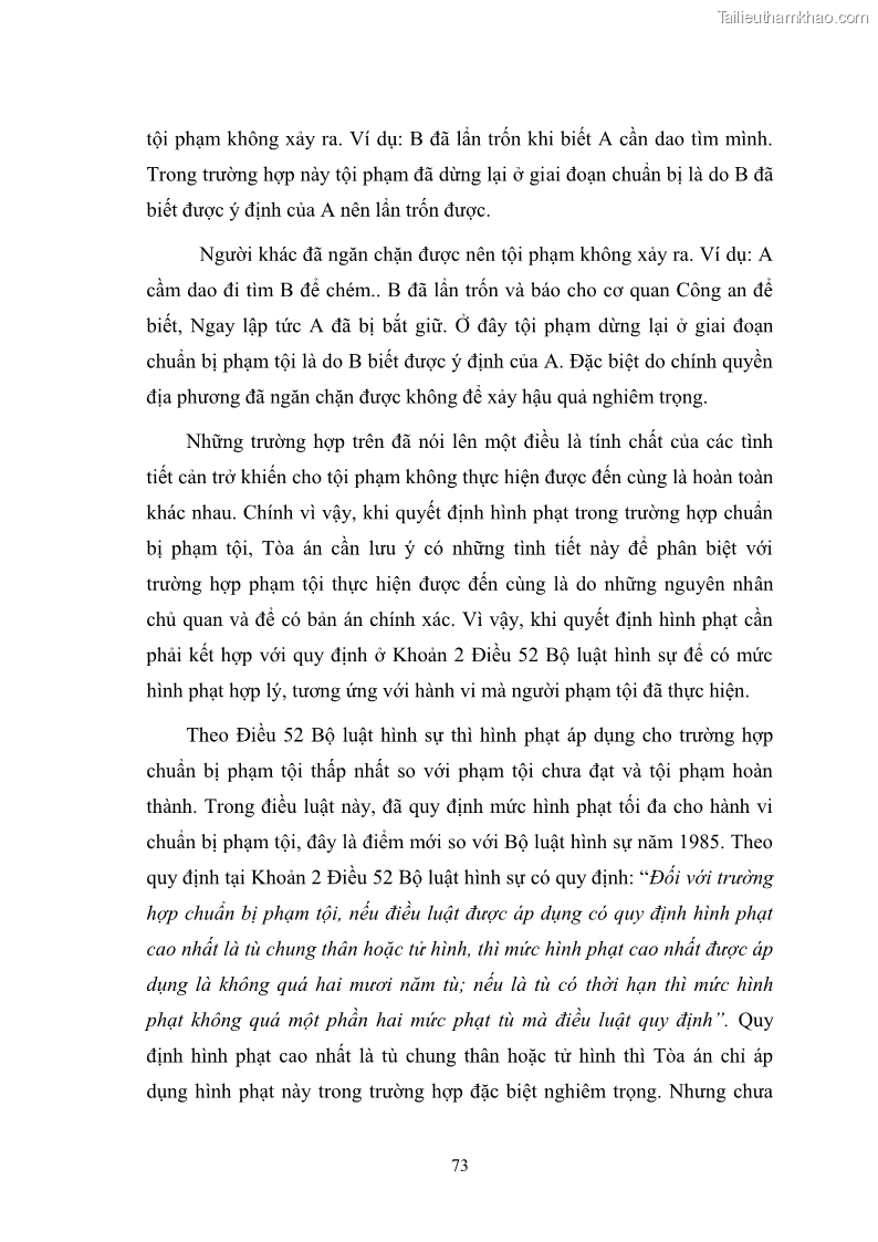 Luận Văn Thạc Sĩ Luật Học Chế định chuẩn bị phạm tội trong Luật hình sự Việt Nam - 10 Trang 73