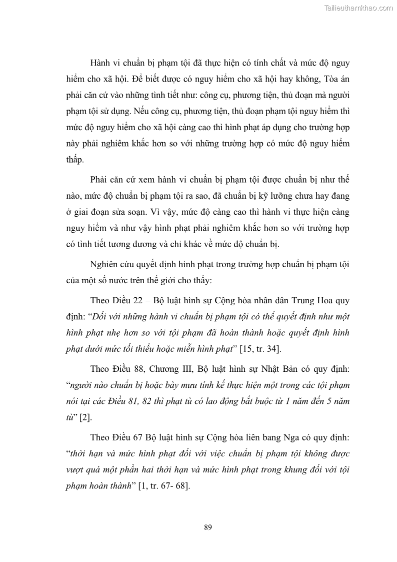 Luận Văn Thạc Sĩ Luật Học Chế định chuẩn bị phạm tội trong Luật hình sự Việt Nam - 12 Trang 89