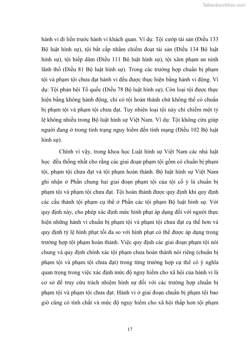 Luận Văn Thạc Sĩ Luật Học Chế định chuẩn bị phạm tội trong Luật hình sự Việt Nam - 3 Trang 17