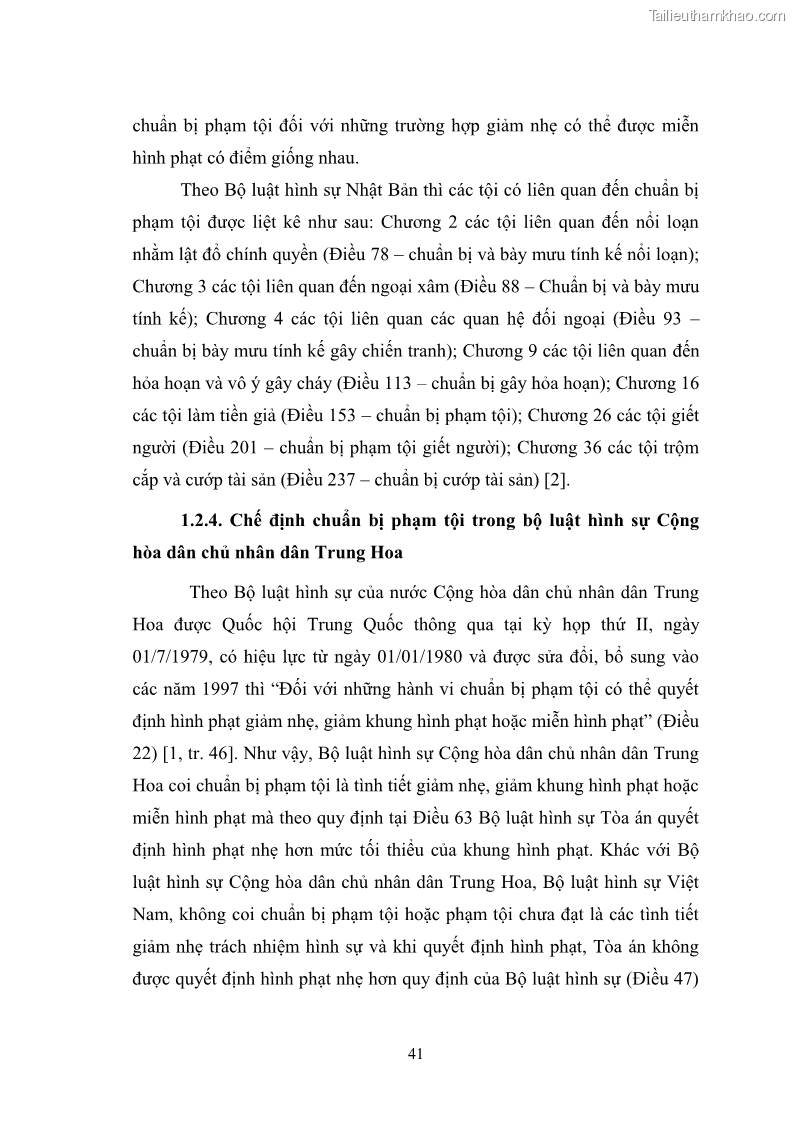 Luận Văn Thạc Sĩ Luật Học Chế định chuẩn bị phạm tội trong Luật hình sự Việt Nam - 6 Trang 41