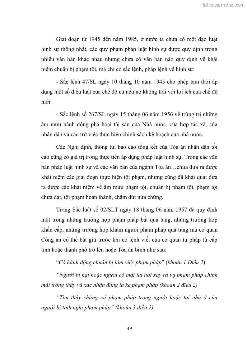 Luận Văn Thạc Sĩ Luật Học Chế định chuẩn bị phạm tội trong Luật hình sự Việt Nam - 7 Trang 49