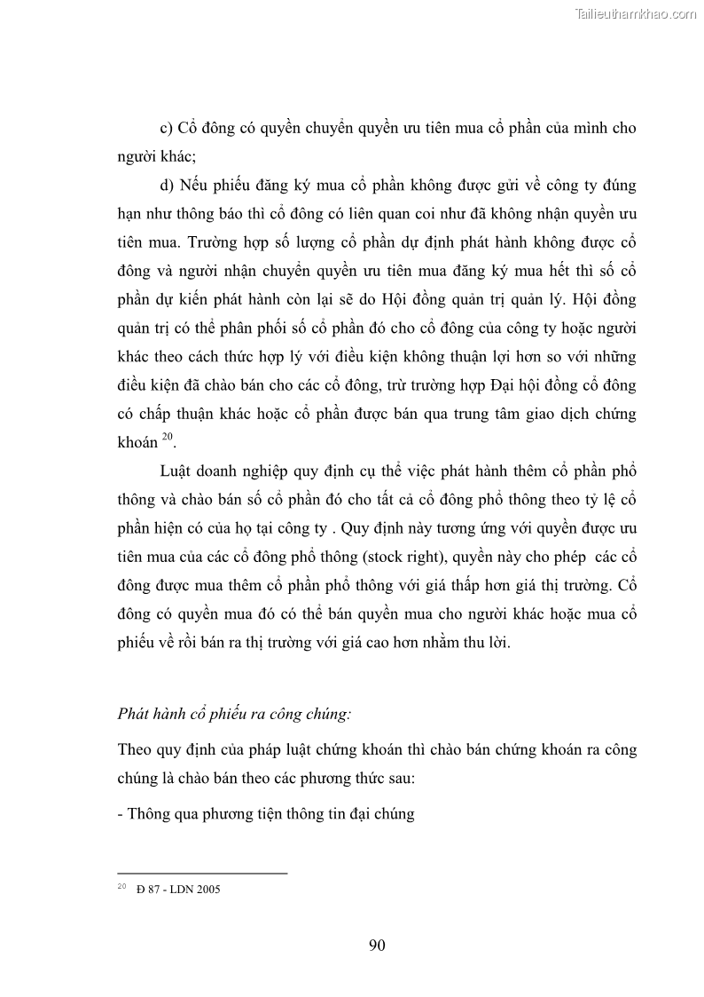 Luận Văn Thạc Sĩ Luật Học Chế độ pháp lý về vốn của công ty cổ phần theo pháp luật Việt Nam - 12 Trang 89