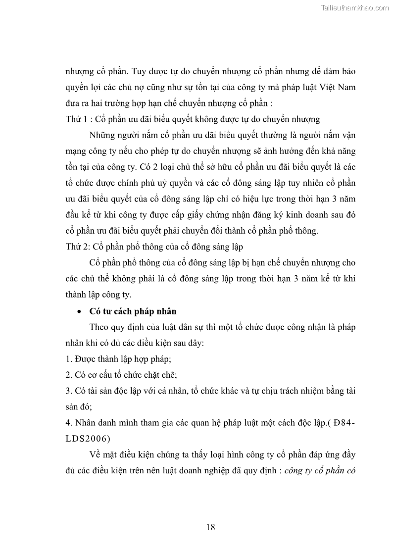 Luận Văn Thạc Sĩ Luật Học Chế độ pháp lý về vốn của công ty cổ phần theo pháp luật Việt Nam - 3 Trang 17