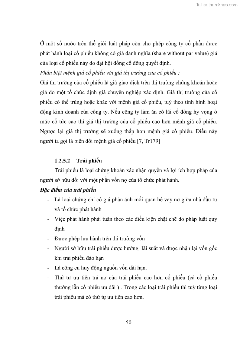 Luận Văn Thạc Sĩ Luật Học Chế độ pháp lý về vốn của công ty cổ phần theo pháp luật Việt Nam - 7 Trang 49