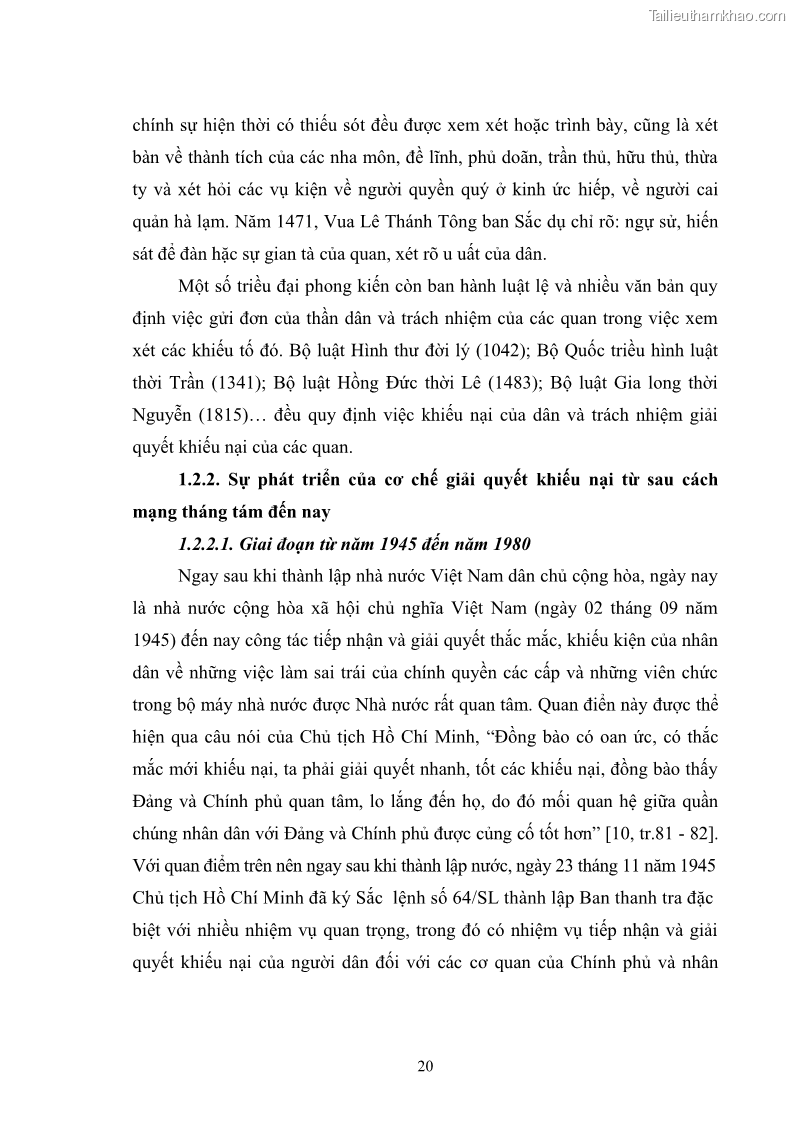 Luận văn thạc sĩ luật học Cơ chế giải quyết khiếu nại hành chính ở Việt Nam hiện nay và vấn đề hoàn thiện - 4 Trang 25