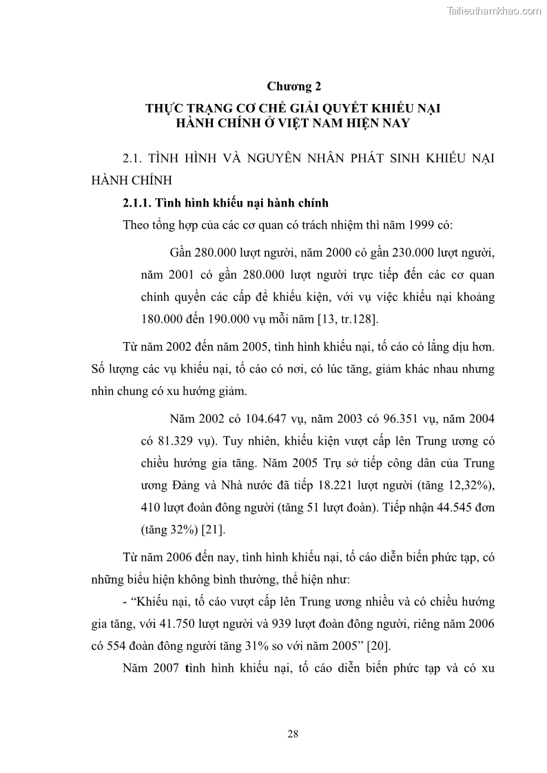Luận văn thạc sĩ luật học Cơ chế giải quyết khiếu nại hành chính ở Việt Nam hiện nay và vấn đề hoàn thiện - 5 Trang 33
