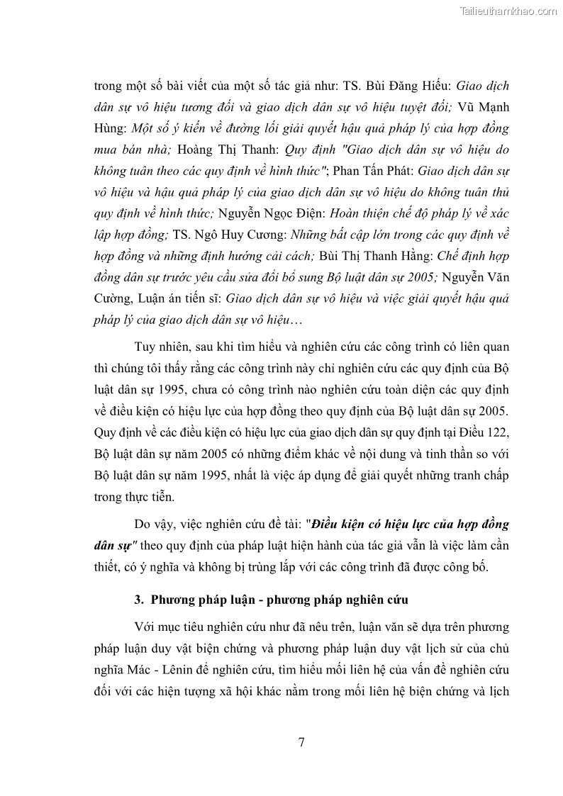 Luận Văn Thạc Sĩ Luật Học Điều kiện có hiệu lực của hợp đồng dân sự - 2 Trang 9
