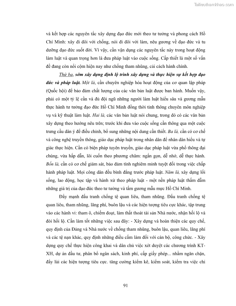 Luận văn thạc sĩ luật học Tư tưởng Hồ Chí Minh về đạo đức cán bộ - 13 Trang 97