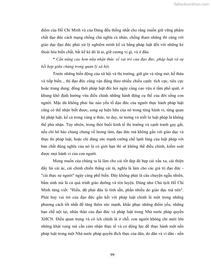 Luận văn thạc sĩ luật học Tư tưởng Hồ Chí Minh về đạo đức cán bộ - 14 Trang 105