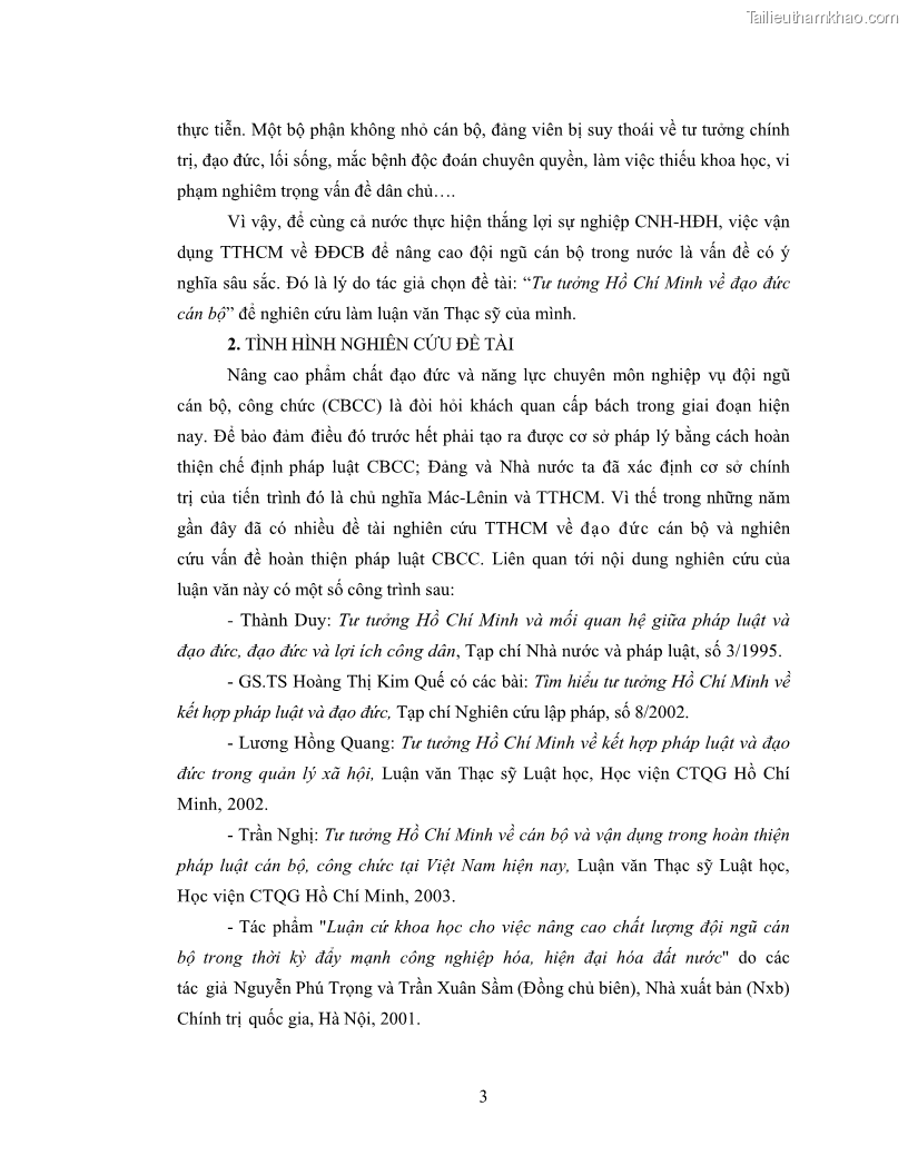 Luận văn thạc sĩ luật học Tư tưởng Hồ Chí Minh về đạo đức cán bộ - 2 Trang 9