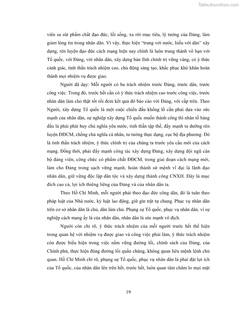 Luận văn thạc sĩ luật học Tư tưởng Hồ Chí Minh về đạo đức cán bộ - 4 Trang 25