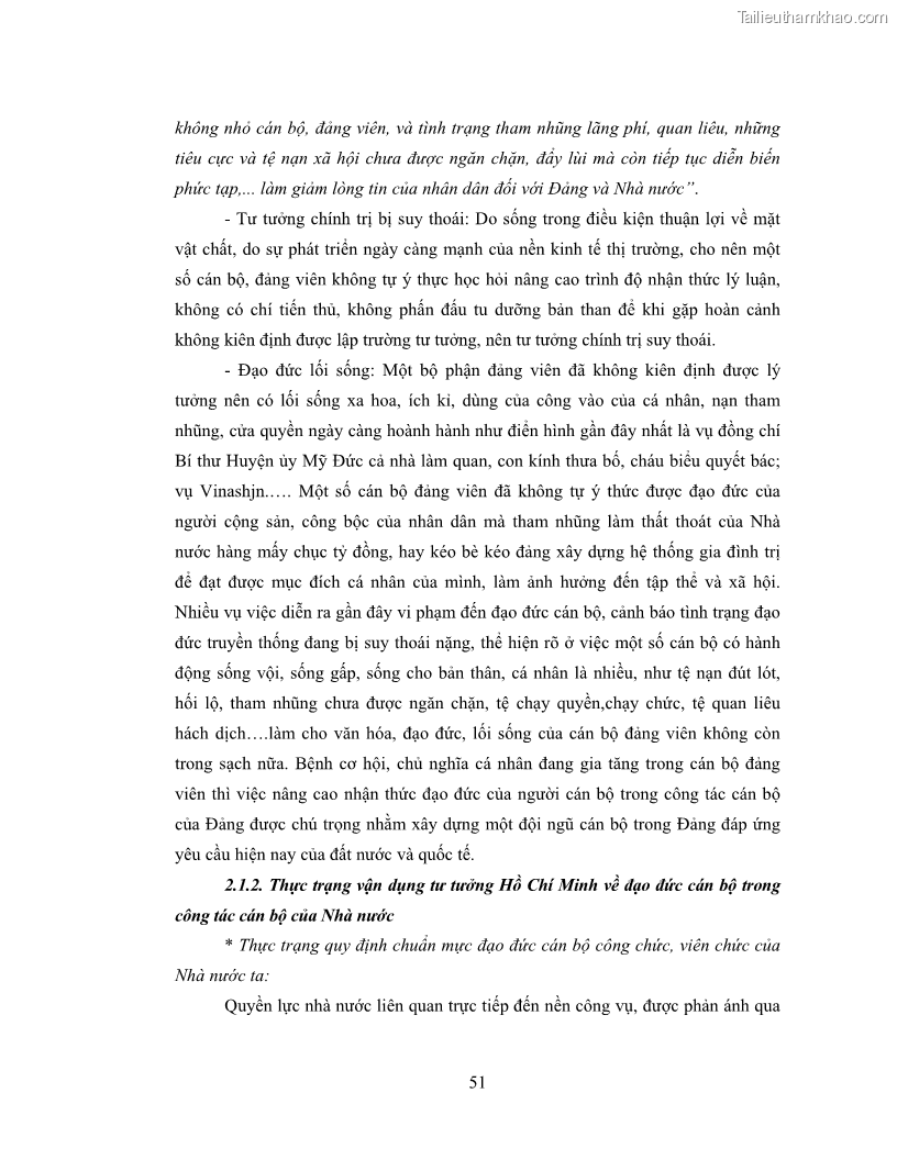Luận văn thạc sĩ luật học Tư tưởng Hồ Chí Minh về đạo đức cán bộ - 8 Trang 57