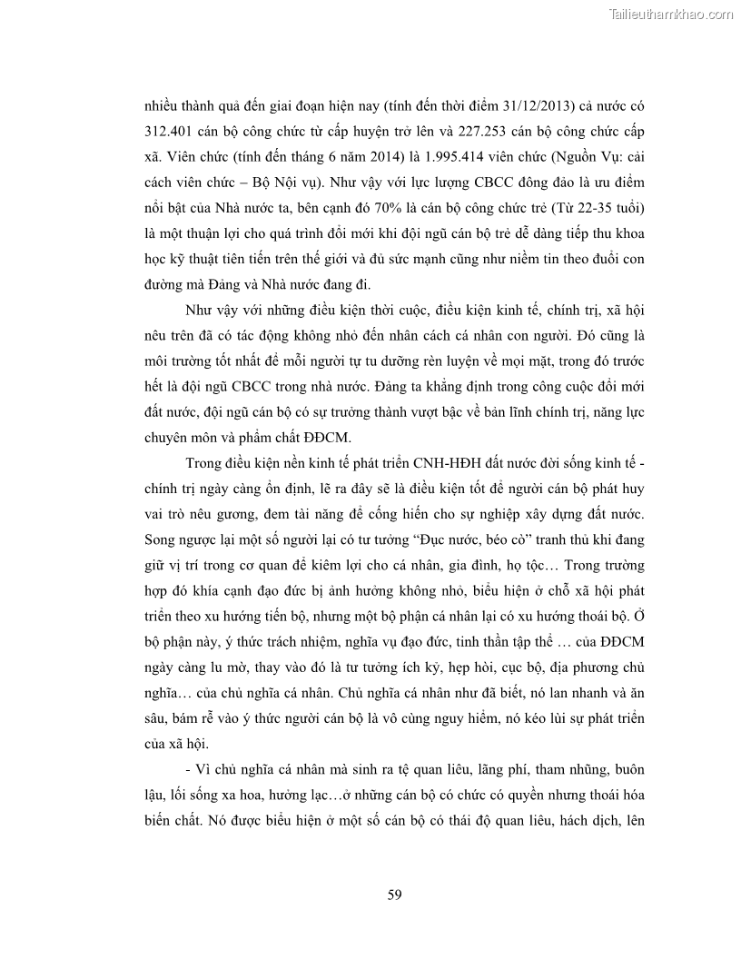 Luận văn thạc sĩ luật học Tư tưởng Hồ Chí Minh về đạo đức cán bộ - 9 Trang 65