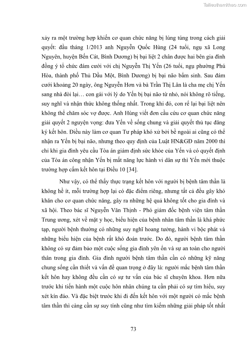 Luận văn thạc sĩ luật học Cấm kết hôn theo Luật Hôn nhân và gia đình Việt Nam năm 2000 - 10 Trang 73