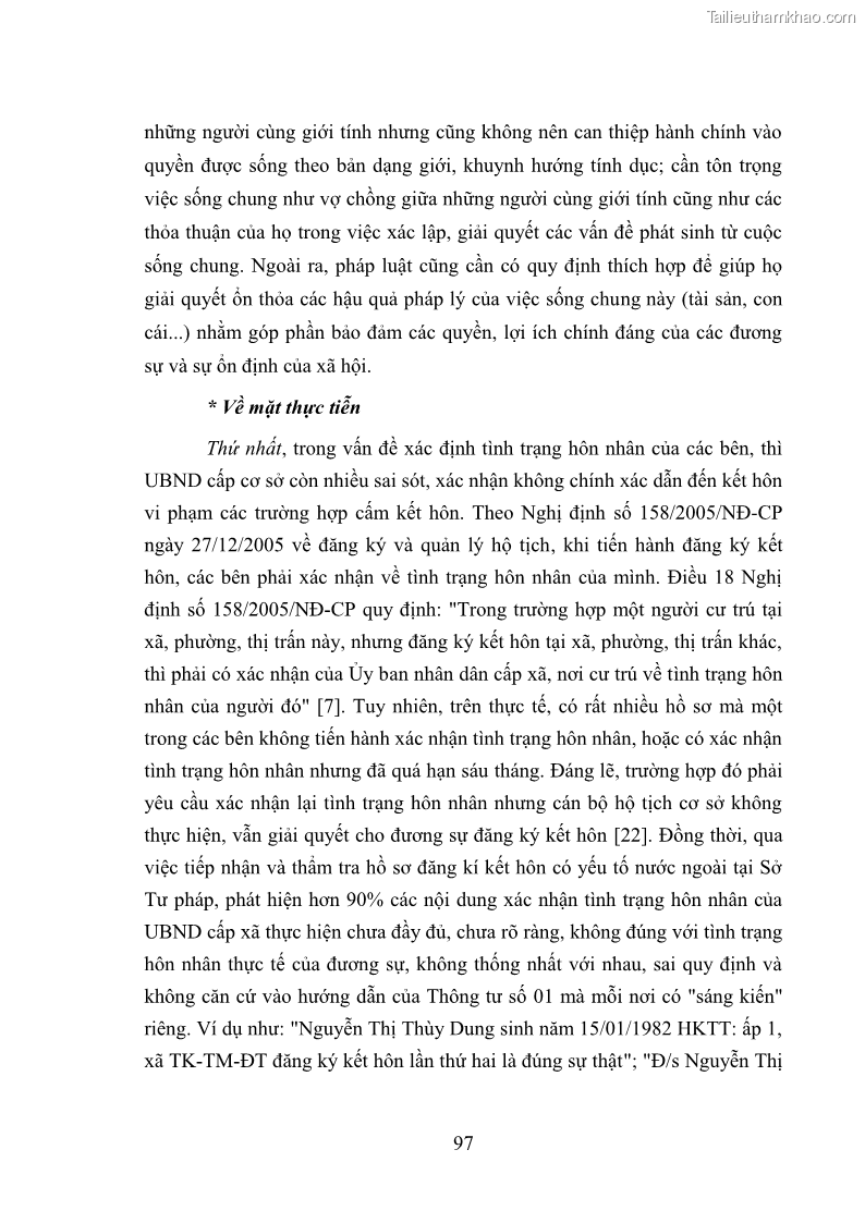 Luận văn thạc sĩ luật học Cấm kết hôn theo Luật Hôn nhân và gia đình Việt Nam năm 2000 - 13 Trang 97