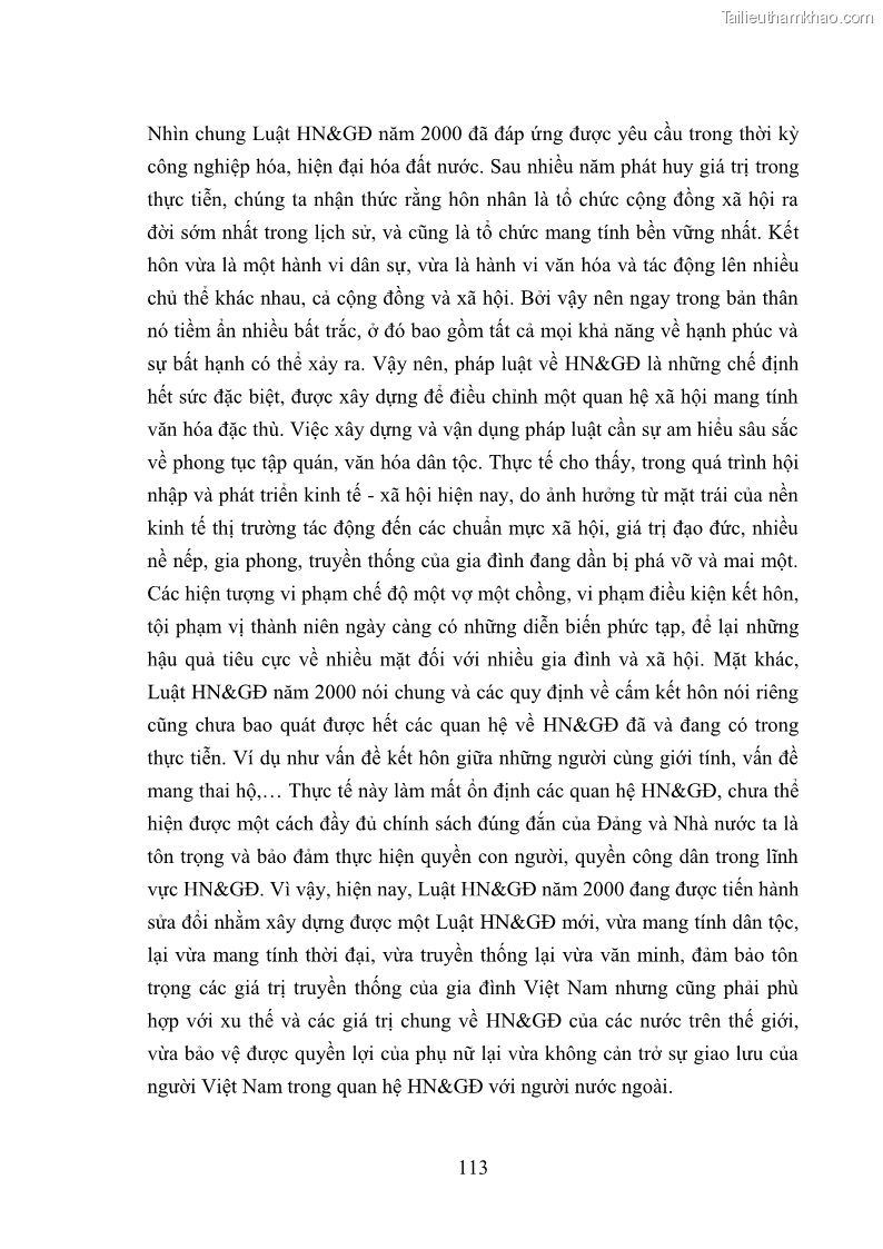 Luận văn thạc sĩ luật học Cấm kết hôn theo Luật Hôn nhân và gia đình Việt Nam năm 2000 - 15 Trang 113