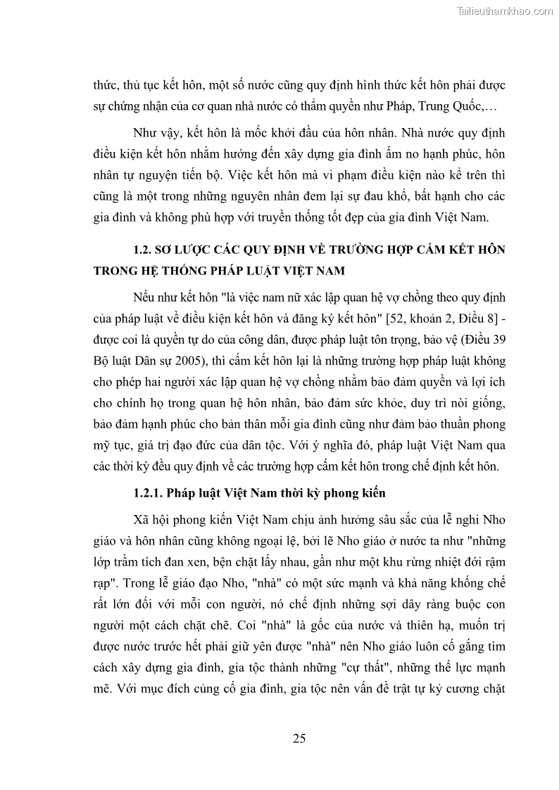 Luận văn thạc sĩ luật học Cấm kết hôn theo Luật Hôn nhân và gia đình Việt Nam năm 2000 - 4 Trang 25