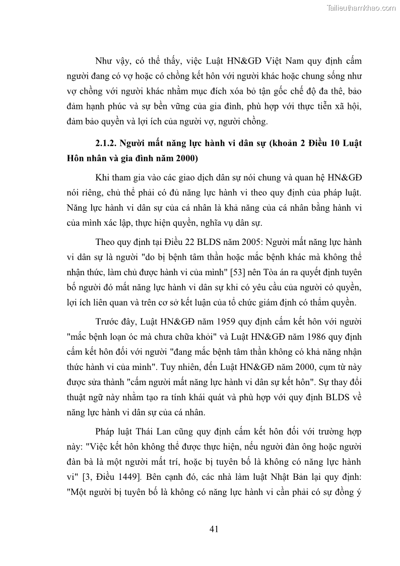 Luận văn thạc sĩ luật học Cấm kết hôn theo Luật Hôn nhân và gia đình Việt Nam năm 2000 - 6 Trang 41