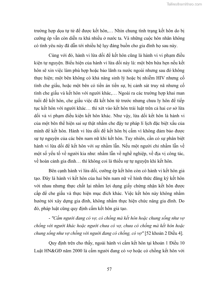 Luận văn thạc sĩ luật học Cấm kết hôn theo Luật Hôn nhân và gia đình Việt Nam năm 2000 - 8 Trang 57