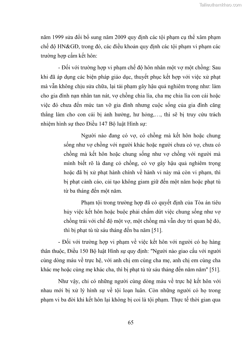 Luận văn thạc sĩ luật học Cấm kết hôn theo Luật Hôn nhân và gia đình Việt Nam năm 2000 - 9 Trang 65