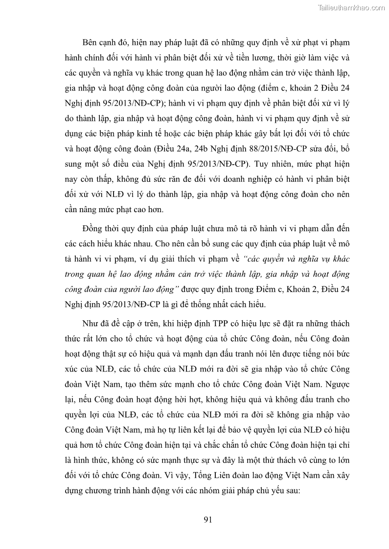 Luận văn thạc sĩ luật học Cấm phân biệt đối xử trong pháp Luật lao động Việt Nam - Thực trạng và một số kiến nghị - 13 Trang 97