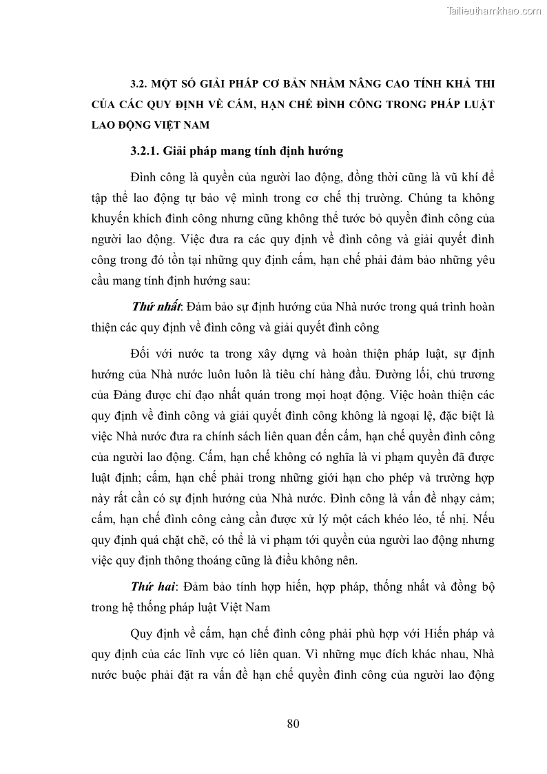 Luận văn thạc sĩ luật học Cấm và hạn chế đình công trong pháp luật Lao động Việt Nam - 11 Trang 81