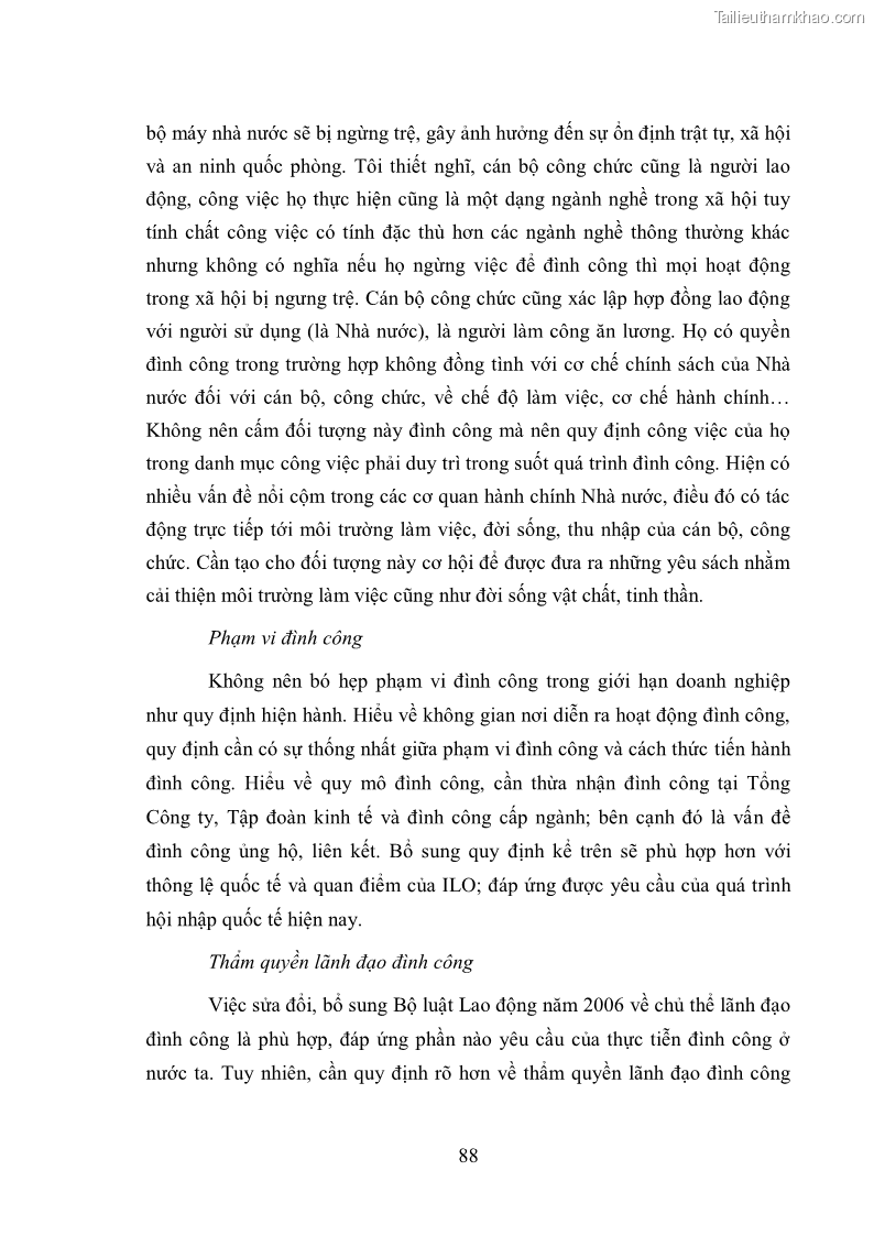 Luận văn thạc sĩ luật học Cấm và hạn chế đình công trong pháp luật Lao động Việt Nam - 12 Trang 89