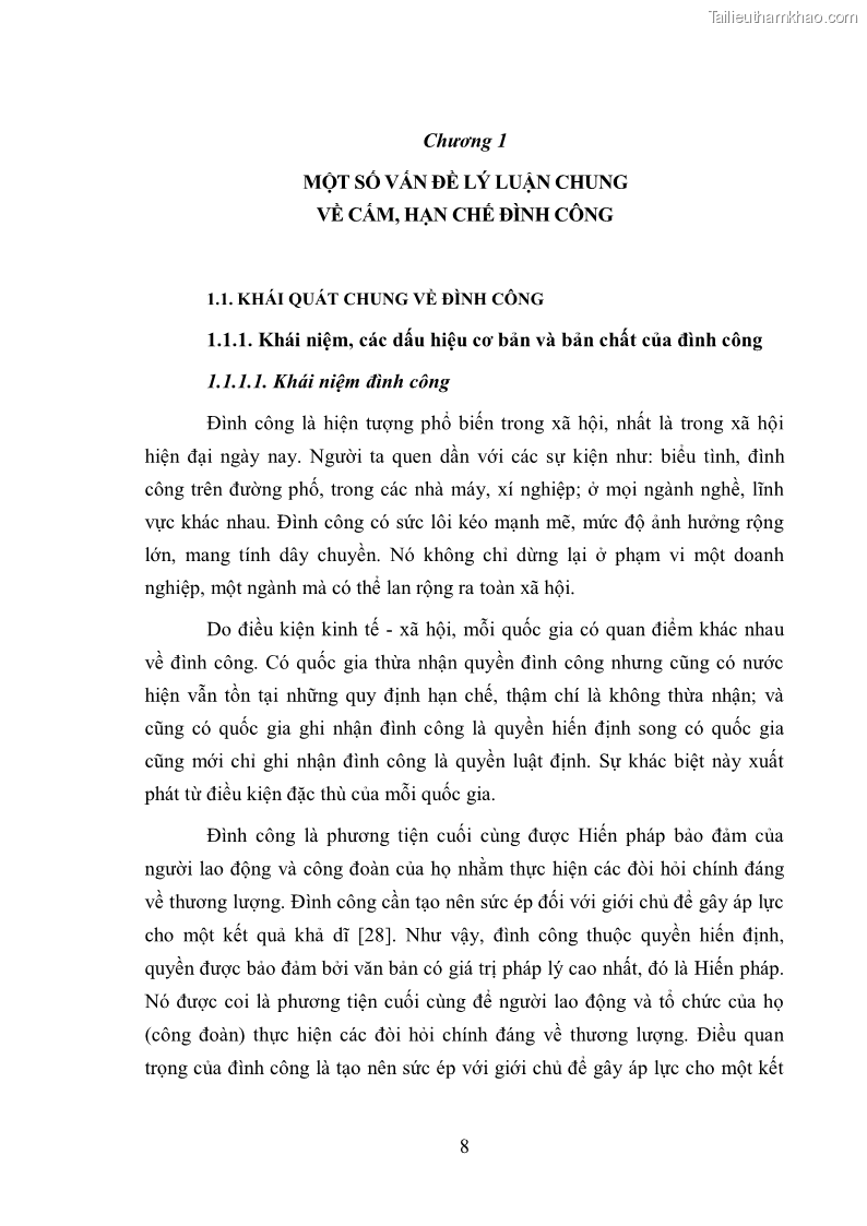 Luận văn thạc sĩ luật học Cấm và hạn chế đình công trong pháp luật Lao động Việt Nam - 2 Trang 9