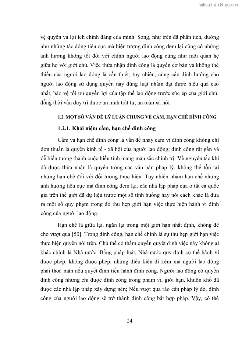 Luận văn thạc sĩ luật học Cấm và hạn chế đình công trong pháp luật Lao động Việt Nam - 4 Trang 25