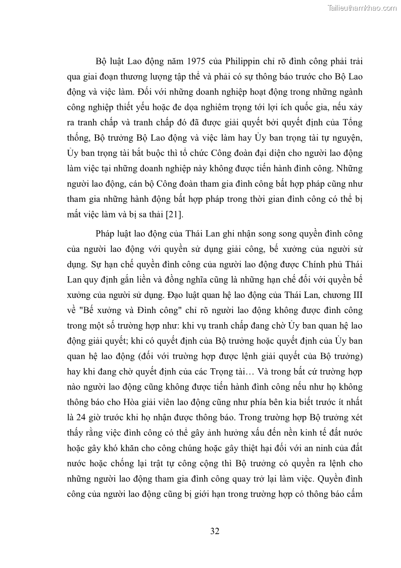 Luận văn thạc sĩ luật học Cấm và hạn chế đình công trong pháp luật Lao động Việt Nam - 5 Trang 33