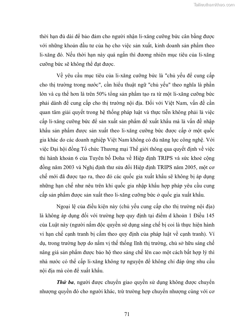 Luận văn thạc sĩ luật học Cân bằng lợi ích trong bảo hộ quyền sở hữu công nghiệp đối với sáng chế - 10 Trang 73