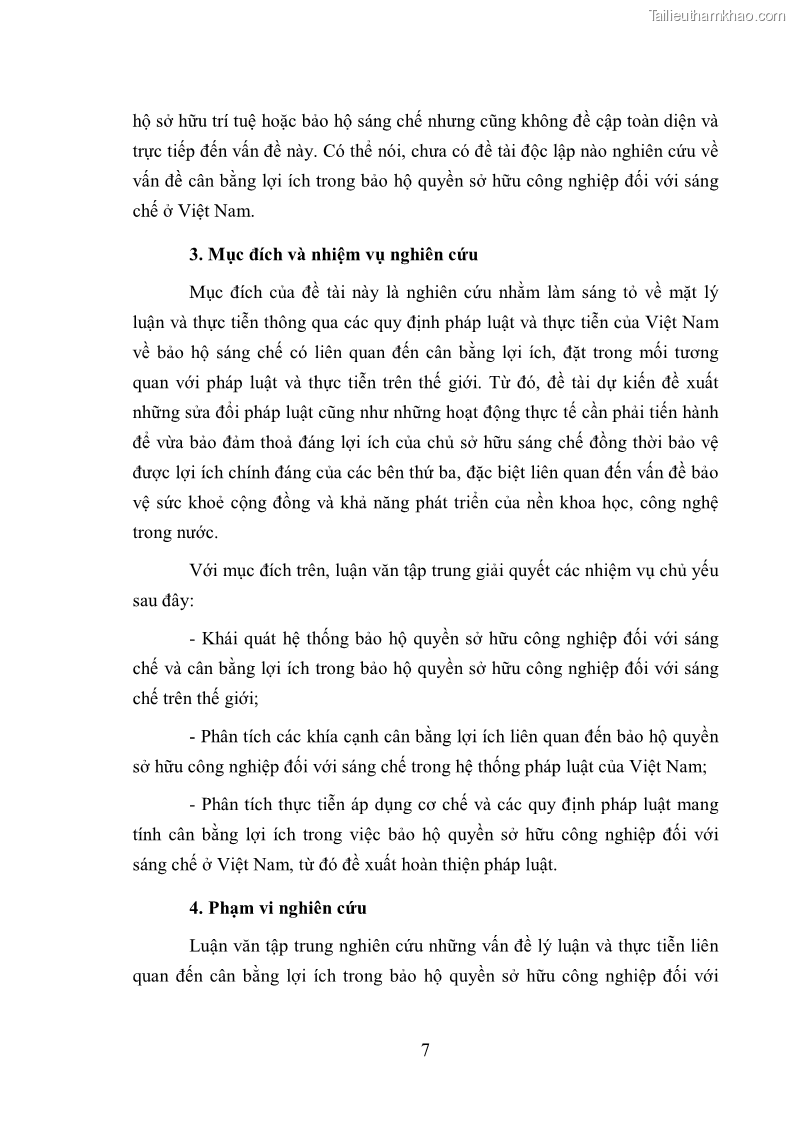 Luận văn thạc sĩ luật học Cân bằng lợi ích trong bảo hộ quyền sở hữu công nghiệp đối với sáng chế - 2 Trang 9