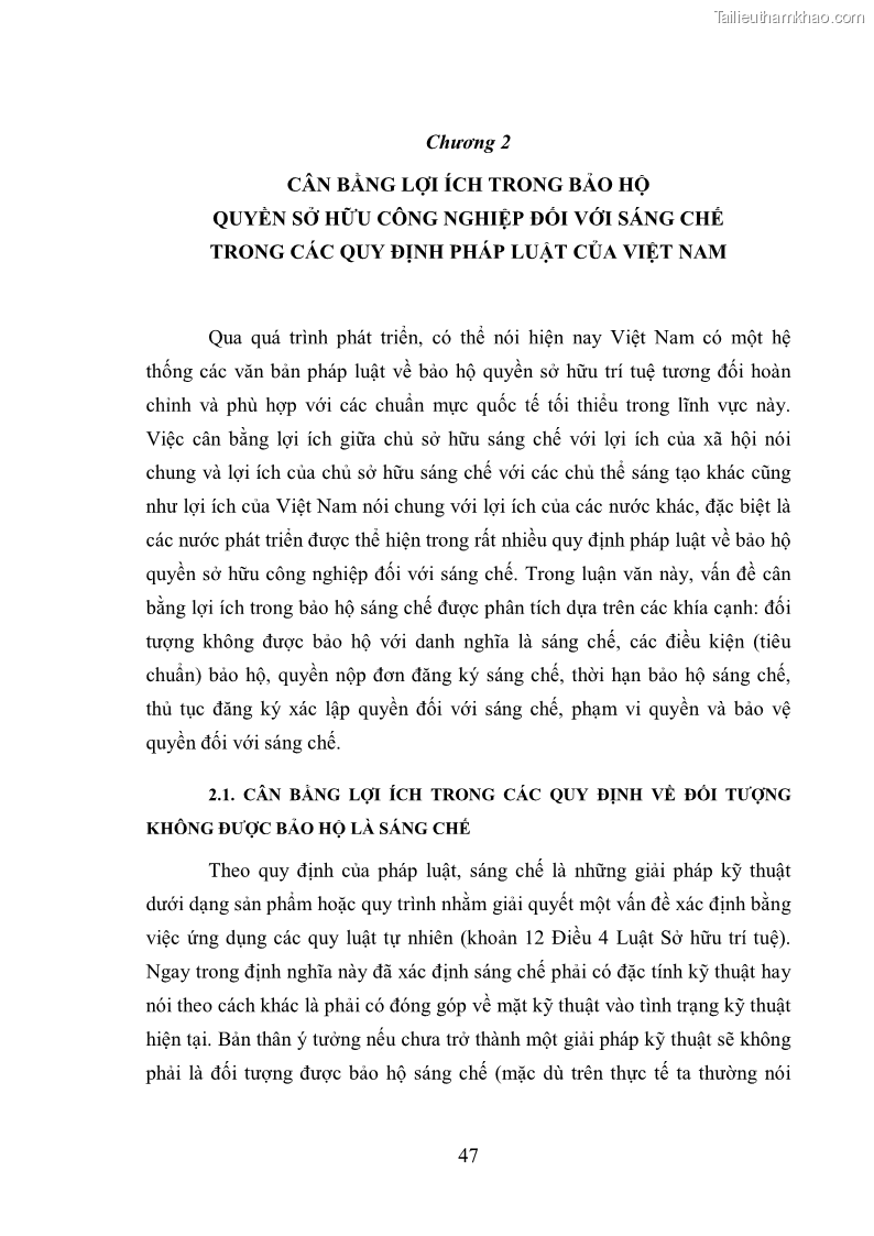 Luận văn thạc sĩ luật học Cân bằng lợi ích trong bảo hộ quyền sở hữu công nghiệp đối với sáng chế - 7 Trang 49