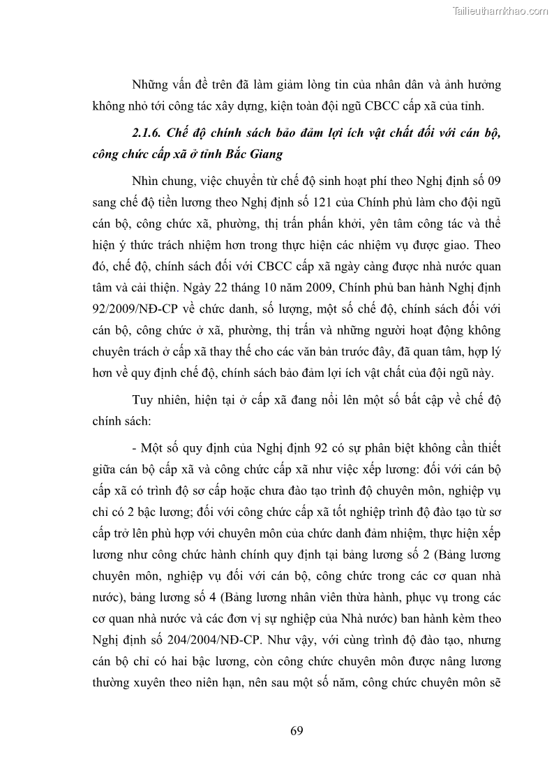 Luận văn thạc sĩ luật học Cán bộ, công chức cấp xã ở tỉnh Bắc Giang trong giai đoạn hiện nay - 10 Trang 73