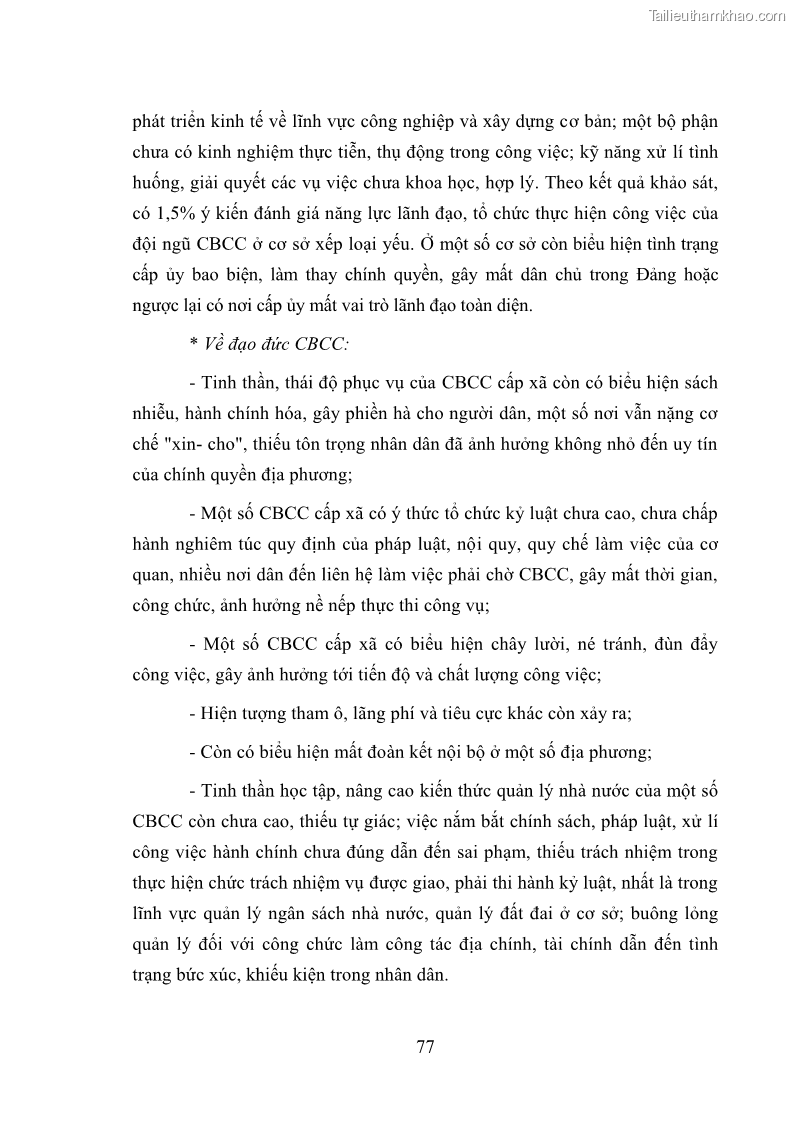 Luận văn thạc sĩ luật học Cán bộ, công chức cấp xã ở tỉnh Bắc Giang trong giai đoạn hiện nay - 11 Trang 81