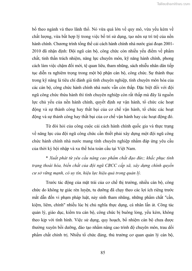 Luận văn thạc sĩ luật học Cán bộ, công chức cấp xã ở tỉnh Bắc Giang trong giai đoạn hiện nay - 12 Trang 89